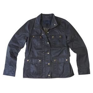 J. Crew The Downtown Field Jacket Size S Mossy Brown Waxed Cotton Utility 19034